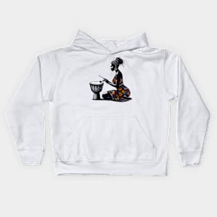 Afrocentric Woman Drum Kids Hoodie